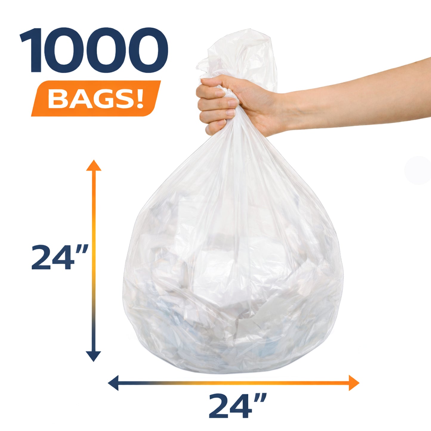 Cavero 6–10 Gallon Clear 1000 Count Trash Bags | American-Made Small Can Liners, Star-Sealed Bottom Leak-Free Design Lightweight Tear-Resistant Bags 24" x 24" Bulk Value for Home, Office, Commercial