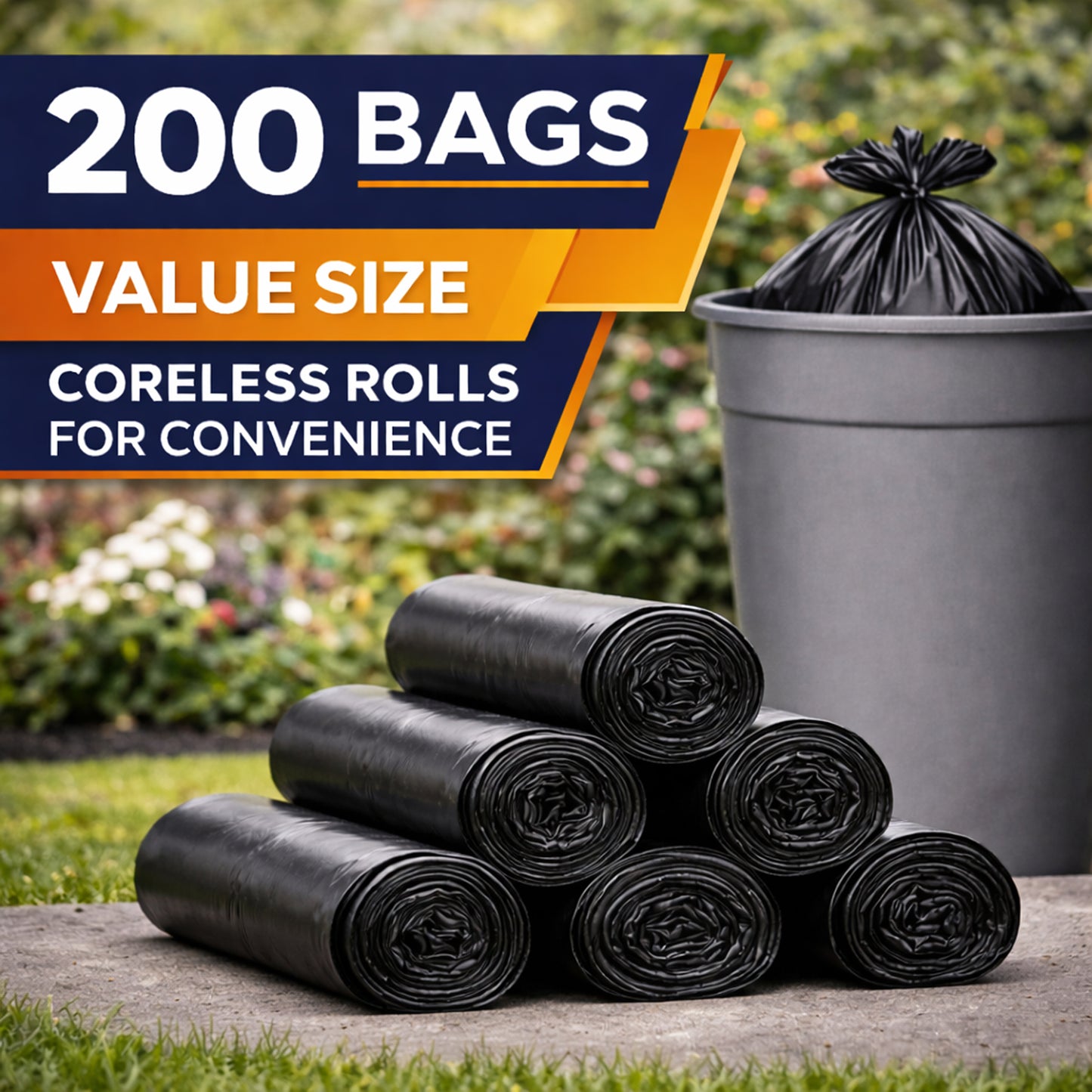 Cavero 55-60 Gallon Heavy Duty 200 Count Trash Bags | American Made Black Can Liners 17 Micron Large Tough Garbage Bags (38" x 58") Value Size, Multi-Purpose for Home, Office, Commercial, Industrial